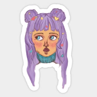 Purple Space Buns Sticker